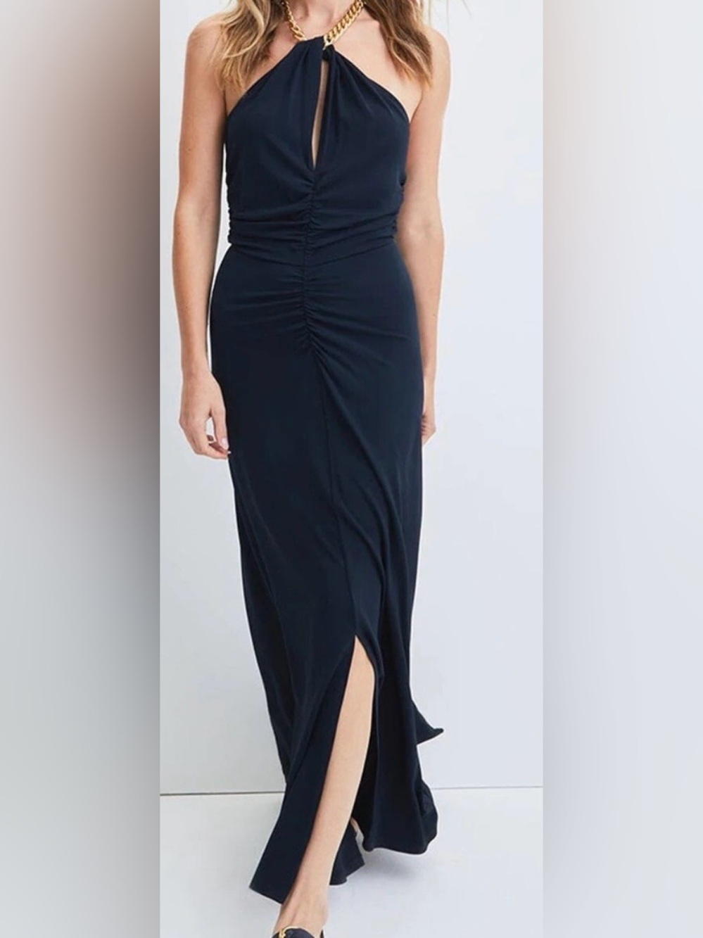 Veronica Beard Reze Chain-Link Halter Dress.